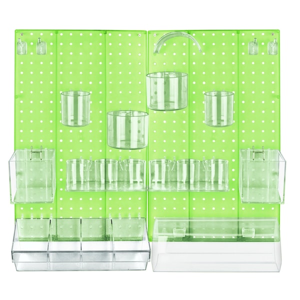 24-Piece Green Pegboard Organizer Kit with 2 Panels and Accessory